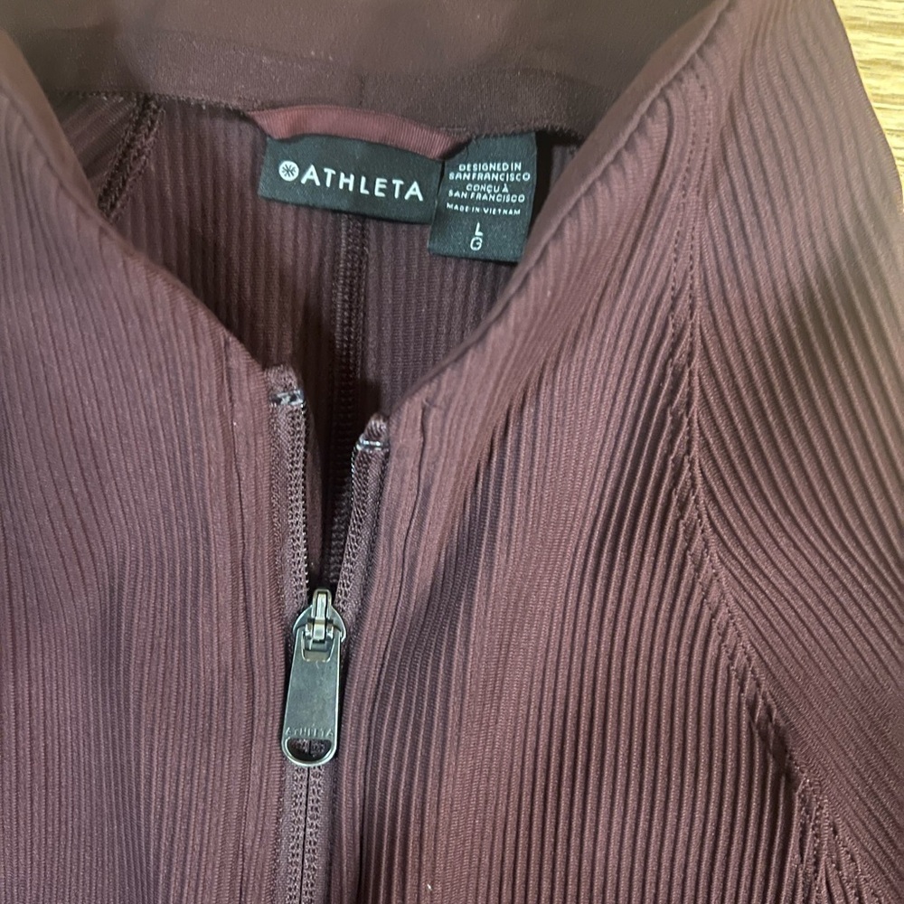 Athleta Salutation Ribbed Jacket Iris Purple Sz L… - image 2